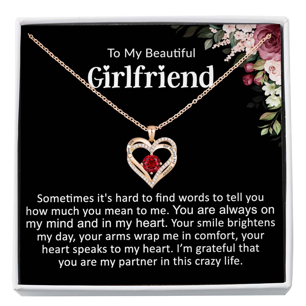 To My Girlfriend - Grateful - Heart Necklace