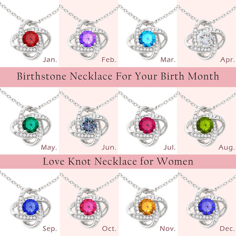 To My Girlfriend - Love Knot Birthstone Necklace