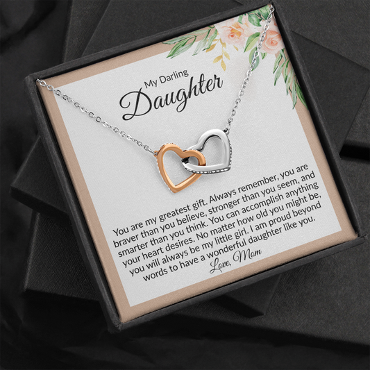 My Daughter - My Greatest Gift - Interlocking Heart Necklace